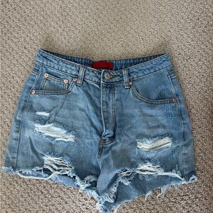 Signature8 Blue Distressed Jean Shorts